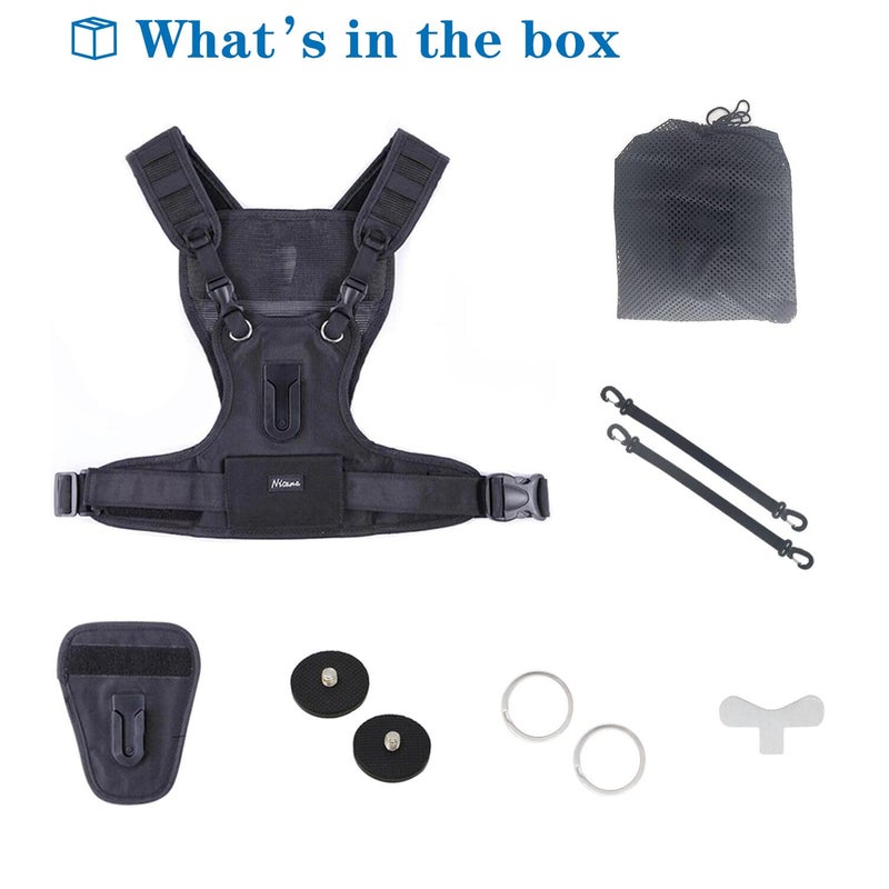 Nicama Dual Shoulder Camera Harness for 2 Cameras  Carrier Chest Vest with Side Holster for Canon 6D 600D 5D2 5D3 Nikon D800 Sony A7S A7R Panasonic Olympus DSLR Cameras HiKing Climbing Wedding Travel - Image 2